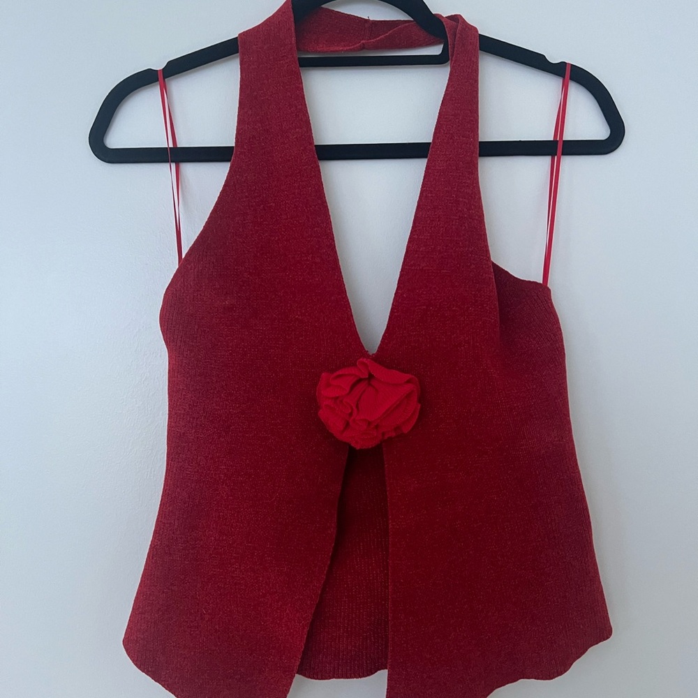 With Jean Rose Halter Top in Red